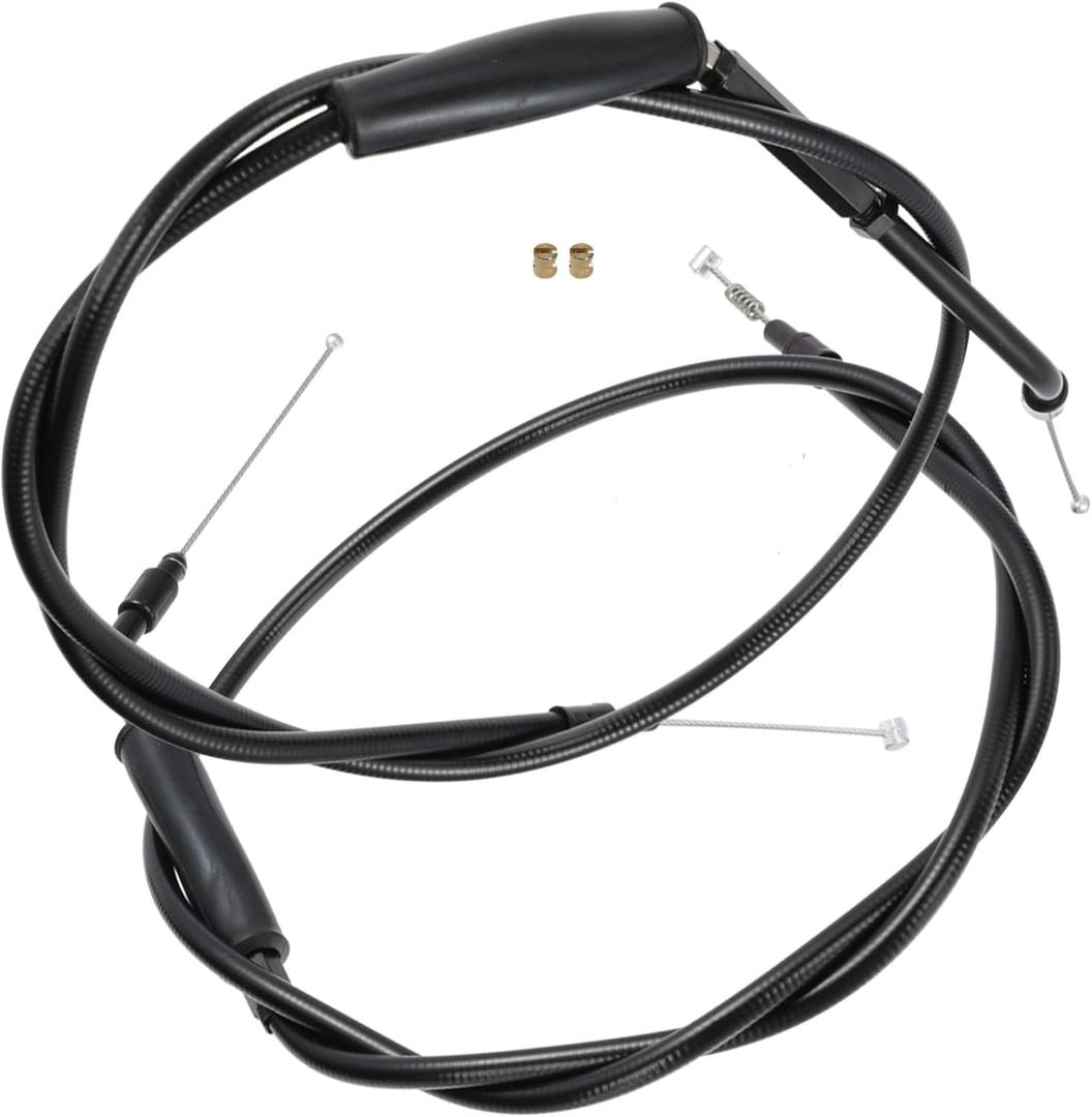 37" Black Vinyl Stainless Steel Braided Extended Throttle and Idle Cable Kit for 2004-2006 Harley Sportsters Models 12" Handlebar