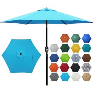Blissun 7.5 ft Patio Umbrella, Yard Umbrella, Outdoor Market Umbrella with Push Button Tilt Crank (Light Blue)