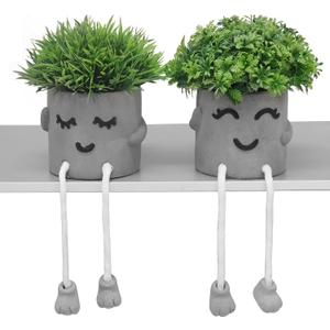 Set of 2 Artificial Succulent Plants in Pots, Fake Plant Faux Succulents Office Desk Decor, Mini Potted Succulents Coffee Table Decor for Women, Cute Decorations for Work Office SmallPlant