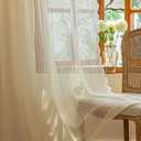 AmHoo 2 Panels Boho Vintage Lace Semi Sheer Curtain Farmhouse Voile Curtains for Living Room Bedroom Window Treatment Ivory 55 x 84 Inch