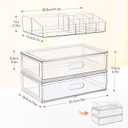 Clear Stackable Makeup Organizer with Drawer, 12''W Acrylic Storage Drawers, Cosmetic Display Case for Vanity Bathroom Countertop, Beauty Holder for Lipstick Brush Skincare Perfume (4 Pack)