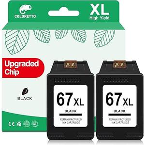 COLORETTO 67XL Ink for HP 67XL Black Ink Cartridge for Deskjet 2800e 2827e 2855e 2852e 2755e 2700 4200e 4255e 4227e 4100e Envy 6455e 6055e 6000 for HP Ink 67 Black HP67 Ink Cartridges Replacement