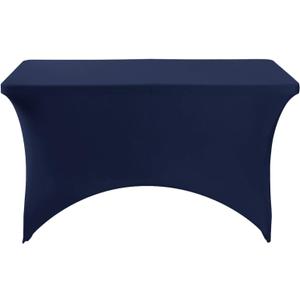 Hezuzo 4Pack Spandex Table Cover for 4FT or 6ft or 9ft Table Universal Fitted Stretch Tablecloth for Party, Banquet, Wedding and Events-Navy