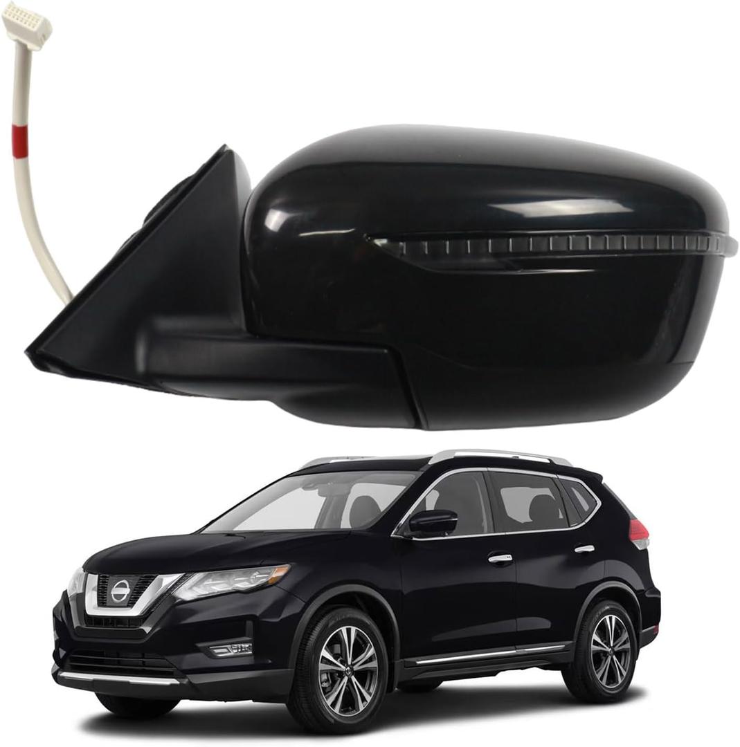 Marretoo for Nissan Rogue S, SL, SV, SV HybridLeft Driver Side View Mirror Assembly replacement for 2016-2019 ROGUE Accessories 7pins POWER+LAMP+HEAT 963029TB1C-PFM NI1320287 (NOT FOR Sport)