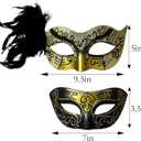 Wildarms Couple Masquerade Masks - Feather Women & Venetian Men Masks for Halloween Party, Mardi Gras Cosplay