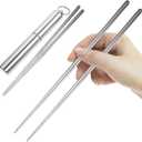 1 Set Folding Chopsticks Travel Utensils with Case Stainless Steel Tableware Retractable Chopsticks Chinese Outdoor Cutlery 304 Stainless Steel Foldable Student Noodle