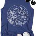 Graphic T-Shirts for Women Hiking Camping Trip Compass Printed Vintage Summer Casual Tees Holiday Workout Tops, Small
