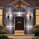 Preboun 8ft Medieval Party Inflatable Decoration Medieval Inflatable Castle Blow up Archway with Built-in Lights for Knight Birthday Cosplay Party Outdoor Yard Garden Decor