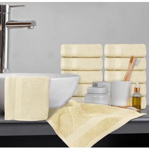 White Classic Luxury Cotton Washcloths 13x13 Inch - 650 GSM Turkish Cotton | Hotel, Spa, Bathroom Face Towel | 2 Pack, Beige
