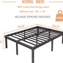 King Bed Frame, 12 Inch Metal Platform King Size Bed Frames with Round-Corner Leg, Heavy Duty Steel Slat Mattress Foundation, Easy Assembly, Noise-Free, No Box Spring Needed