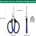 Heavy Duty Scissors All Purpose, 8.5 inch Stainless Steel Utility Sharp Shears, Aluminum Alloy Handle for Cutting Cardboard,Carpet,Fabric,Leather,Rope,Rubber,Plastic and Kitchen or Workshop Use