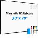Dry Erase White Board, 30" x 20" Magnetic Whiteboard with Black Aluminum Frame, Hanging Writing Board for Home, Office, School