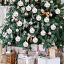 Janinka 12 Pcs Bows Christmas Ball Ornaments for Tree 2.36 Inch Brown Bows Ball Hanging Decorations Coquette Christmas Tree Pendants with Rope for Xmas Holiday Home Party Decoration