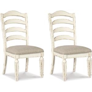Signature Design by Ashley Realyn Dining Room Upholstered Chair 2 Count, Antique White