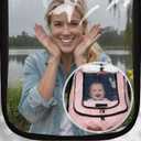 TinlyFinly Waterproof Car Seat Cover for Baby, 2-Layer Car Seat Rain Cover with Clear Window & Sunshade & Mesh Cover, Universal Infant Carseat Canopy for Stroller, Protect from Rain and Snow - Pink
