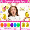 100 PCS 3" Large Plastic Easter Eggs with 6 Golden Eggs, Empty Fillable Colorful Eggs for Kids Easter Egg Hunt Classroom Prizes Basket Stuffers Easter Party Favors
