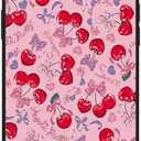Case for iPhone 7/8/SE 2022(3rd)/2020(2nd), Trendy Aesthetic Pink Cherry Bow Pattern Print, Glossy Hard PC Back Soft TPU Bumper, Slim Shockproof Anti-Scratch Cover for Teen Girls Women