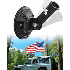 Suction Cup Flag Holder for Car, RV Flag Pole Mount Angle-Adjustable Heavy Duty Metal Flag Holder for RV, Truck, Camper, Car, Boats(1 Pack) 