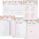 Juvale Bridal Shower Games Set of 5 for 50 Guests - 5 x 7 in Rustic Floral Cardstock - Wedding Games & Advice Cards for Bridal Shower Favors & Guests