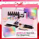 Glamonade Acrylic Nail Kit for Beginners: Professional Nail Set with Drill Acrylic Powder Gel Polish Nail Stamp for Home Starter Practice & DIY Manicure
