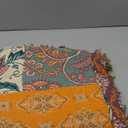 Bailix Boho Throw Blanket for Couch Sofa Bed, 100% Cotton Woven Quilt with Tassel 60”x80”, Super Soft Muslin Blanket with Floral Printed, Decorative Reversible Bed Blanket/Cover for All Seasons