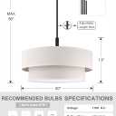 5 Light 22" Cream Fabric Shade Hanging Black Farmhouse Pendant Light, Size: 22", The Linen Fabric Chandelier light mounting base is compatible with US junction boxes hard connection