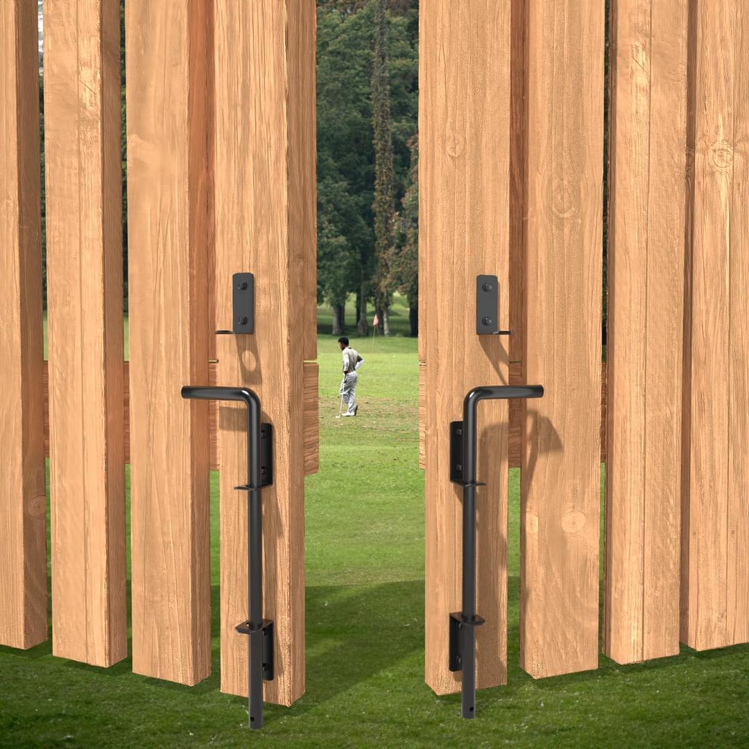 18" Cane Bolts for Gates Ground Gate Latch for Wooden Metal Gates, Gate Stopper Hardware - Heavy Duty Drop Rod, Safe and Secure, Corrosion Resistant (2 Pack)