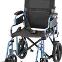 NOVA Transport Chair Lightweight Folding Aluminum Wheelchair with Flip-Up Arms, Locking Handbrakes, 8 & 12 All-Terrain Wheels Collapsible Travel Chair for Adults up to 300 lbs - Blue