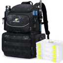 N NEVO RHINO Fishing Tackle Backpack with Rod Holders, 40L Large Fishing Bag with Waterproof Rain Cover,Outdoor Tackle Bag, Size: Pack with 4 Trays