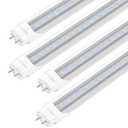 PARNOARCK Fluorescent Light Bulbs 48 inch T8 LED Bulbs 4 Foot Type A+B,24W 3200LM 6500K Clear Cover Super Bright,Single and Double End Powered,T8 T10 T12 Fluorescent Bulbs Replacemen(1 pack)