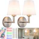 Nekhung Battery Operated Wall Sconces Set of 2, Wireless Wall Light with 10000mAh RGB Dimmable Magnetic Bulb, Rechargeable Wall Sconce with Remote Control for Bedroom Living Room