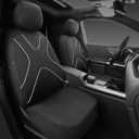 Cloth Front Seat Covers, Breathable Automotive Seat Covers Airbag Compatible Universal Fit for 95% Sedans Vans Trucks SUVs, Black and White