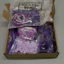 Quelay 134 Pcs Kpop Disco Party Favors Popular Singer Party Friendship Gift Set Birthday Bracelets Sunglasses Satin Scrunchie Clips Stickers Bags for 80s Y2k Fans Women(Heart,Purple)