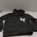 COZYEASE Girl's Letter Camo Graphic Hooded Sweatshirt Long Sleeve Drop Shoulder Hoodie 2025 Fall Outfits Pullover Tops (Bow Black)  Size 10Y