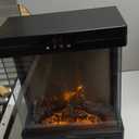 Electric Fireplace Stove Heater - Freestanding Fireplace Heater for Indoor Use with Realistic 3D Flame, Adjustable Thermostat & Remote, Quiet, Timer for Living Room and Bedroom (Matte Black)