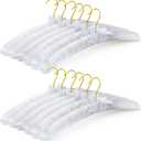 12 Pack Satin Padded Clothes Hangers, 17 Inch Large White Anti Slip Fabric Coat Hangers for Women Clothing, Dresses, Sweaters, Wedding Gown
