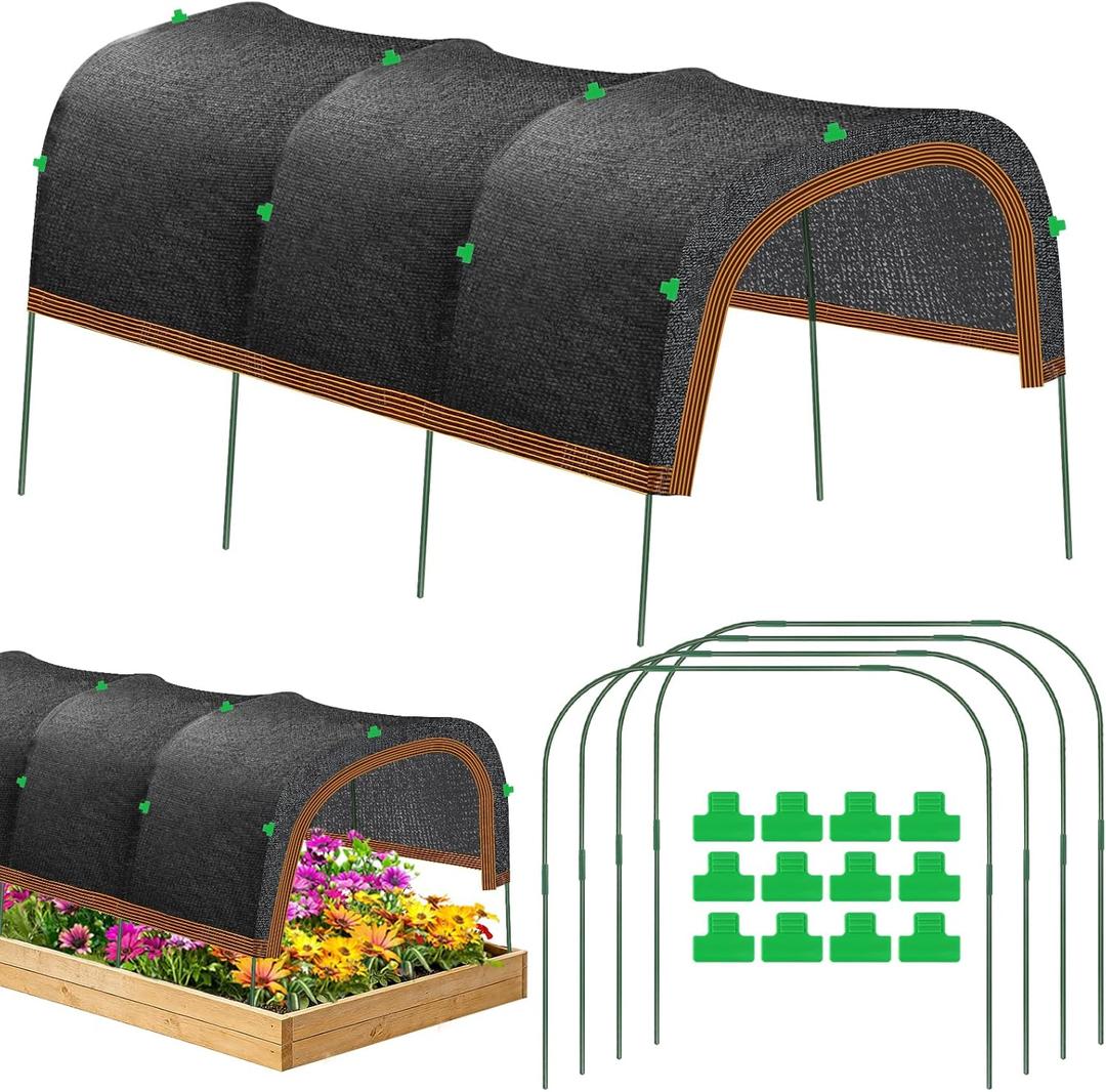Upgraded Thickened Garden Shade Kit 79"x40", 75% Garden Sun Shade Cloth with 11mm Hoops for Plants Heat Protection, Raised Garden Bed Shade Cover Plant Sun Shade for Outdoor Plants Vegetables