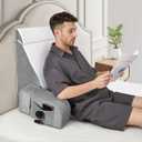 Reading Pillow for Sitting in Bed Adult, Back Pillow for Bed Sitting up, Reading & Bed Rest Pillows for Watching (White/Gray)