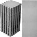 Nuanchu 60 Pcs Kids Foam Puzzle Floor Mat Bulk Solid Color Foam Play Mat with Borders Interlocking Multi Use Floor Rug for Baby Toddler Children Crawling Exercise Playroom 12 inch (Gray)