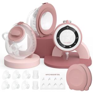 Momcozy Breast Pump V1 Pro Hospital-Grade, Hands-Free & Portable Wearable Pump, Upgraded Electric Pump with 3 Fine-Tuned Rhythms|15 Levels, Come with Leak-Proof DoubleFit Flange, Cozy Red.