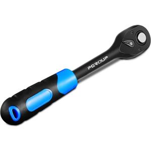 1/2" Drive 90 Tooth Ratchet Wrench, Quick Release Ratchet Wrench with Ergonomic Rubber Handle, 4-Degree Swing Reversible Ratchet, Chrome Alloy Made