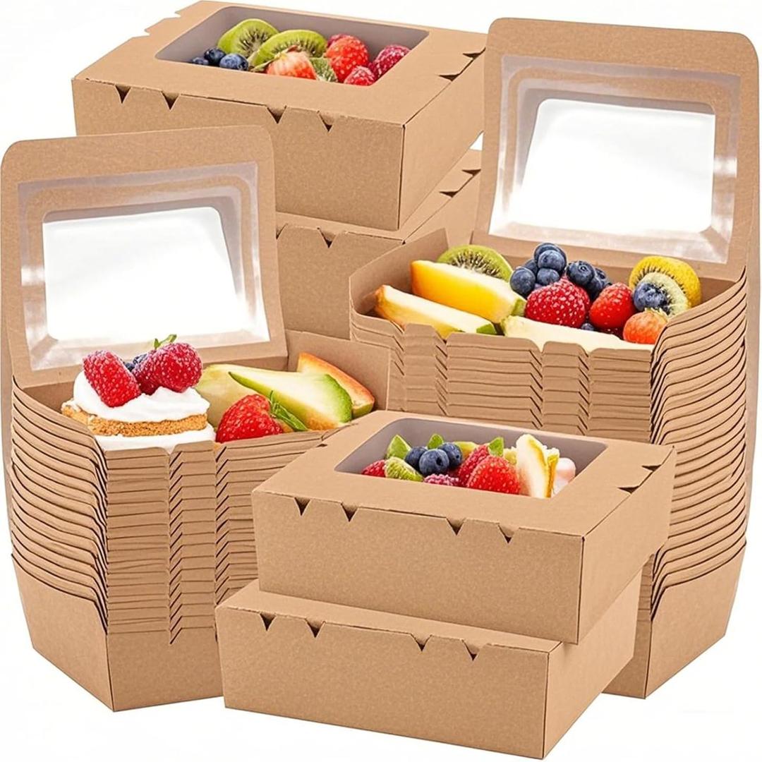 SEUNMUK 30 PCS 40 OZ Kraft Brown Food Boxes, Disposable Kraft Paper to Go Box Containers, Take Out Food Containers, Recyclable Lunch Box with Windows for Restaurants, Catering and Parties