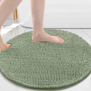 Arotive Bathroom Rugs Round 24x24, Extra Soft Absorbent Shaggy Chenille Bath Rugs,Machine Washable Rubber Backing Non-Slip Bath Mats for Bathroom Floor Tub and Shower,Home Decor Accessories,Sage Green
