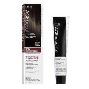 AGE beautiful Permanent Hair Color Dye Liqui Creme | 100% Gray Coverage | Anti-Aging Haircolor | Biotin for Thicker, Fuller Hair | Professional Salon Coloring (3NN Darkest Intense Brown)