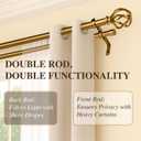 Gold Double Curtain Rods, Heavy Duty Decorative Drapery Rod 36-72 Inches, Telescoping Drapery Rod with Twisted Cage Finials