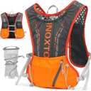 INOXTO Hydration Vest Backpack, Lightweight Water Running Vest Pack with 1.5L Water Bladder Bag Daypack for Hiking Trail Running Cycling Race Marathon for Women Men (Orange) One Size