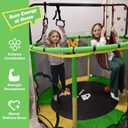 55" Indoor & Outdoor Trampoline for Kids with Enclosure, Toddler Trampoline with Adjustable Gymnastics Bar & Toys, No-Gap Safety Design