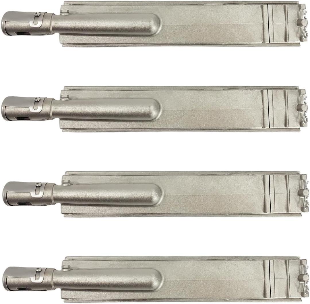 4-Set Heavy Duty Cast Stainless Steel Grill Burners for Bull, Grill Replacement Parts for Bull, Blaze, Cal Flame, Grilljob, Aussie, Char Broil, Turbo, Thermos, Nexgrill, 16 1/8"