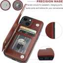 ONETOP Compatible with iPhone 13 Wallet Case with Card Holder, PU Leather Kickstand Card Slots Case, Double Magnetic Clasp Durable Shockproof Cover 6.1 Inch(Brown)