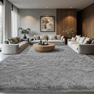 Zentavio 99"х116  Area Rugs for Living Room Large Shag Bedroom Carpet Grey Big Indoor Thick Soft Nursery Rug Gray Fluffy Carpets for Boy and Girls Room Dorm Home Decor Aesthetic ( Grey )